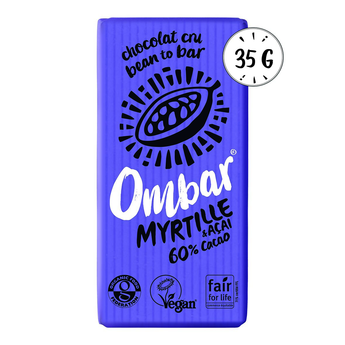 Chocolat CRU myrtille-açai 35g